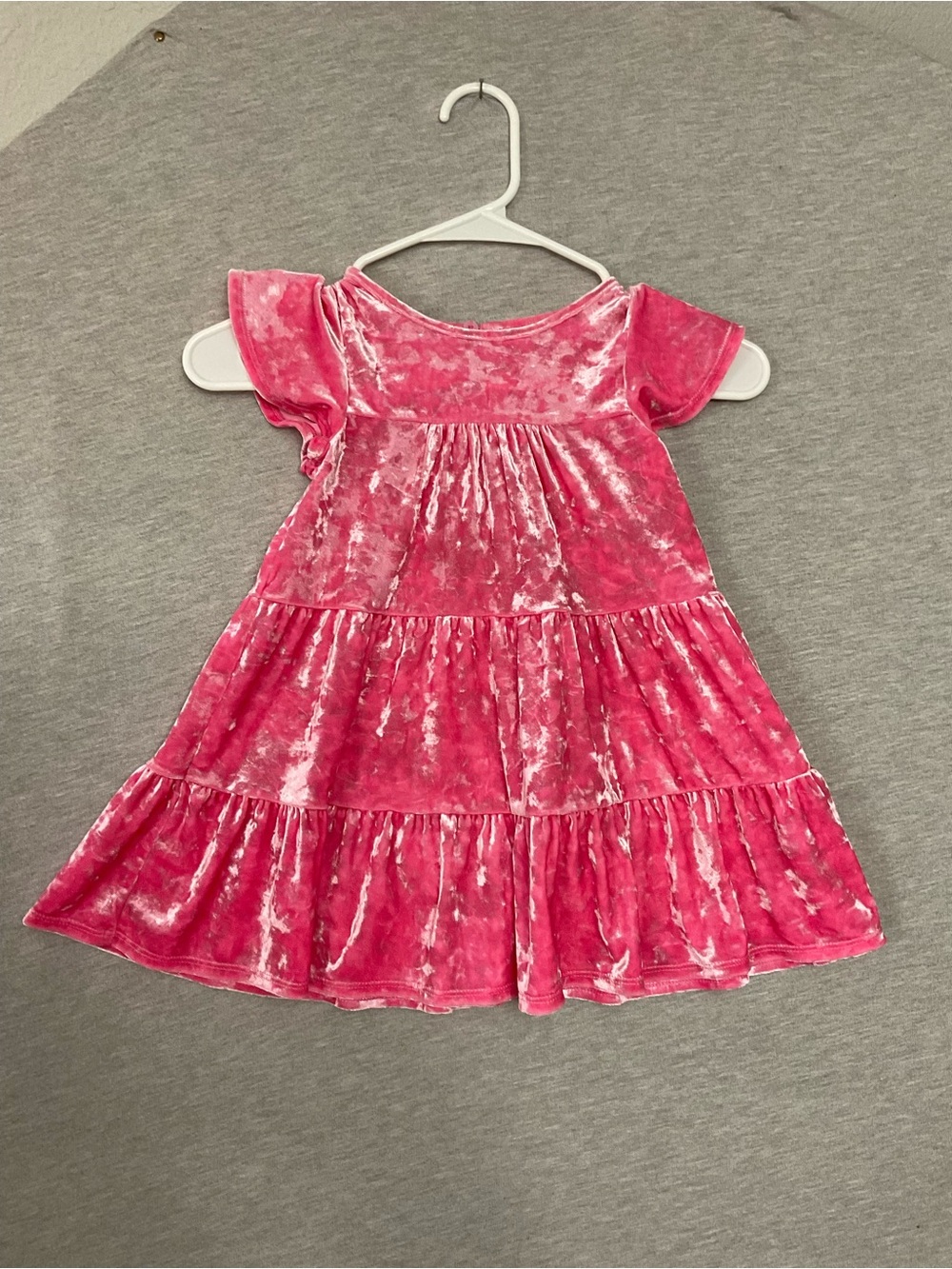 Cat & Jack Girls Pink Velvet Tiered Dress